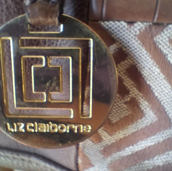 Liz Claiborne Brown Patchwork Tote Bag Faux Croc & Snake Print Purse - Picture 3 of 4